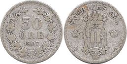 coin Sweden 50 ore 1907