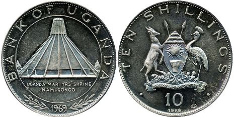 coin Uganda 10 shillings 1969