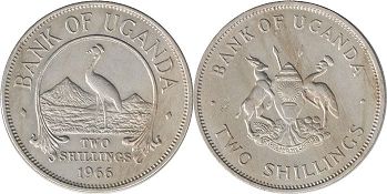 coin Uganda 2 shillings 1966