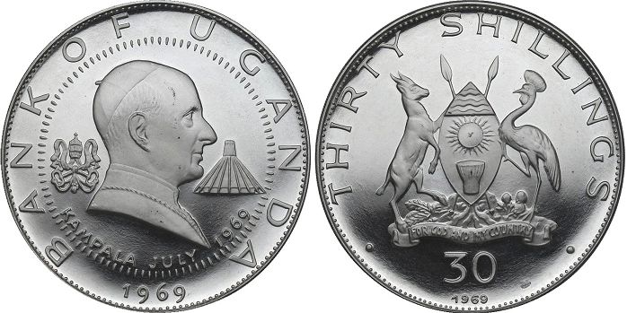 coin Uganda 30 shillings 1969