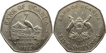 coin Uganda 5 shillings 1972
