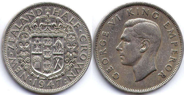 New Zealand 1/2 crown 1947