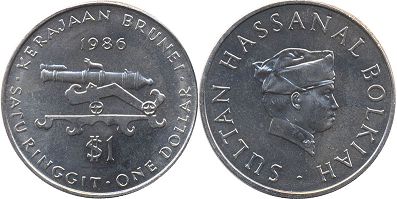 coin Brunei 1 dollar 1986