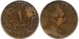 coin Egypt 1 millieme 1924