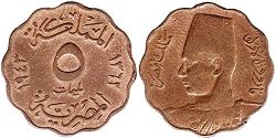 coin Egypt 5 milliemes 1943