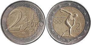 moneda Grecia 2 euro 2004