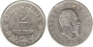 monnaie Italie 2 lire 1863