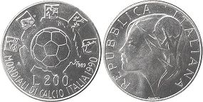 coin Italy 200 lire 1989