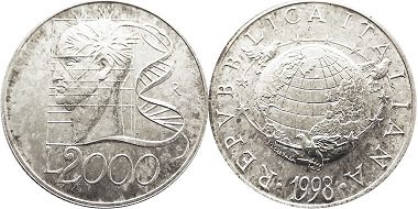 moneta Italy 2000 lire 1998