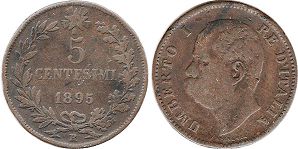 moneta Italy 5 centesimi 1895