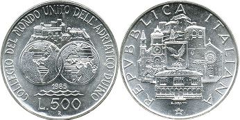 coin Italy 500 lire 1985