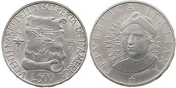 coin Italy 500 lire 1991