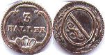 Zurich 3 heller no date (1803-1848)