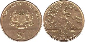coin Malaysia 1 ringgit 1987