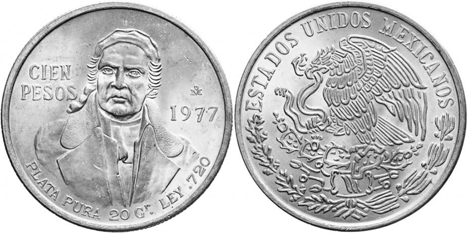 coin Mexico 100 pesos 1977