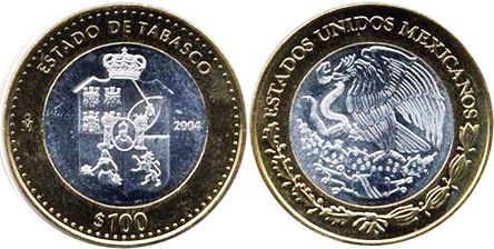 moneda Mexico 100 pesos 2004