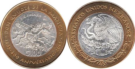 moneda Mexico 100 pesos 2005