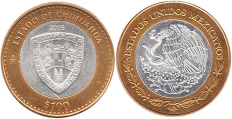 moneda Mexico 100 pesos 2005