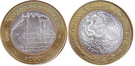 coin Mexico 100 pesos 2007
