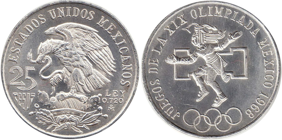 Mexican coin 25 pesos 1968 Juegos Olímpicos