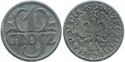 moneta Polska 1 grosz 1939