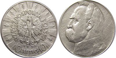 moneta Polska 10 zlotych 1935