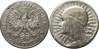 coin Poland 5 zlotych 1933