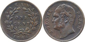 coin Sarawak 1 cent 1863