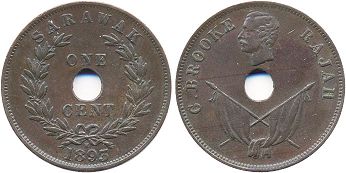 coin Sarawak 1 цент 1893
