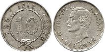 syiling Sarawak 10 cents 1913