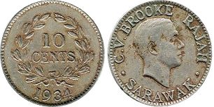 coin Sarawak 10 cents 1934