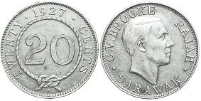 coin Sarawak 20 cents 1927