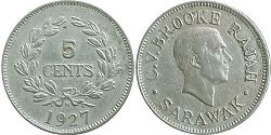 syiling Sarawak 5 cents 1927
