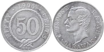 coin Sarawak 50 cents 1906
