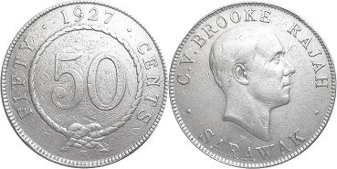 coin Sarawak 50 cents 1927