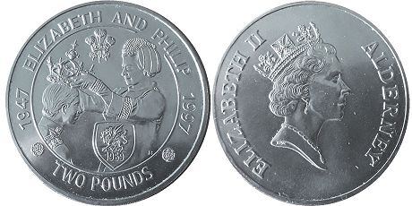 coin Alderney 2 pounds 1997