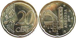 moneta Andorra 20 euro cent 2019