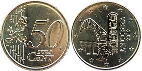 kovanica Andora 50 euro cent 2019