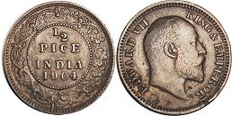 coin British India 1/2 paisa 1904