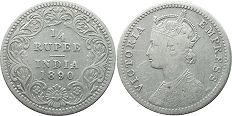 coin British India 1/4 rupee 1862
