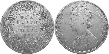 coin British India 1 rupee 1878