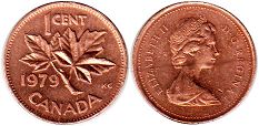 moneda canadiense Elizabeth II 1 centavo 1979