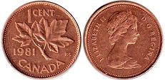 canadian pièce de monnaie Elizabeth II 1 cent 1981
