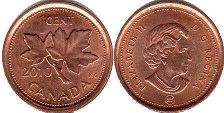 moneda canadiense Elizabeth II 1 centavo 2010