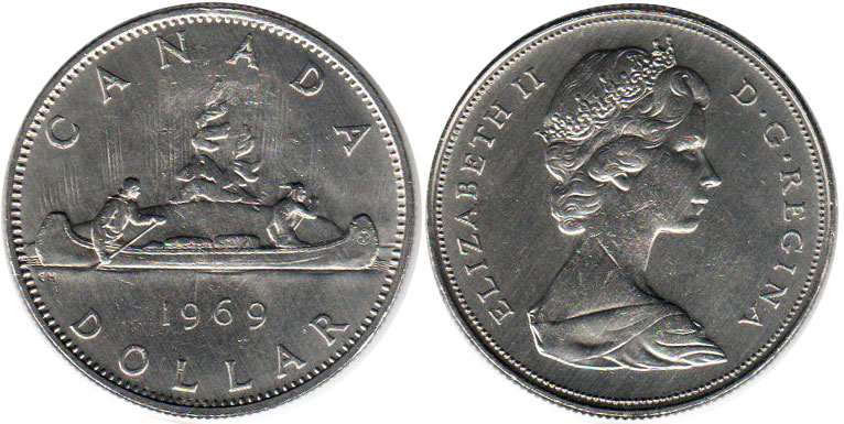 canadian coin Elizabeth II 1 dollar 1969