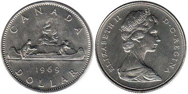 canadian coin Elizabeth II1 dollar 1969