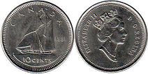 canadian pièce de monnaie Elizabeth II 10 cents 1991 dime