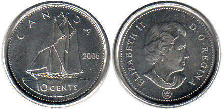 canadian coin Elizabeth II 10 cents 2006 dime