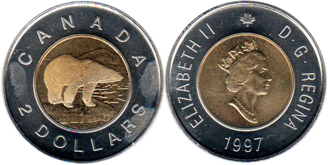 canadian coin Elizabeth II 2 dollars 1996 toonie