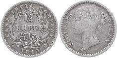 coin East India Company 1/4 rupee 1840
